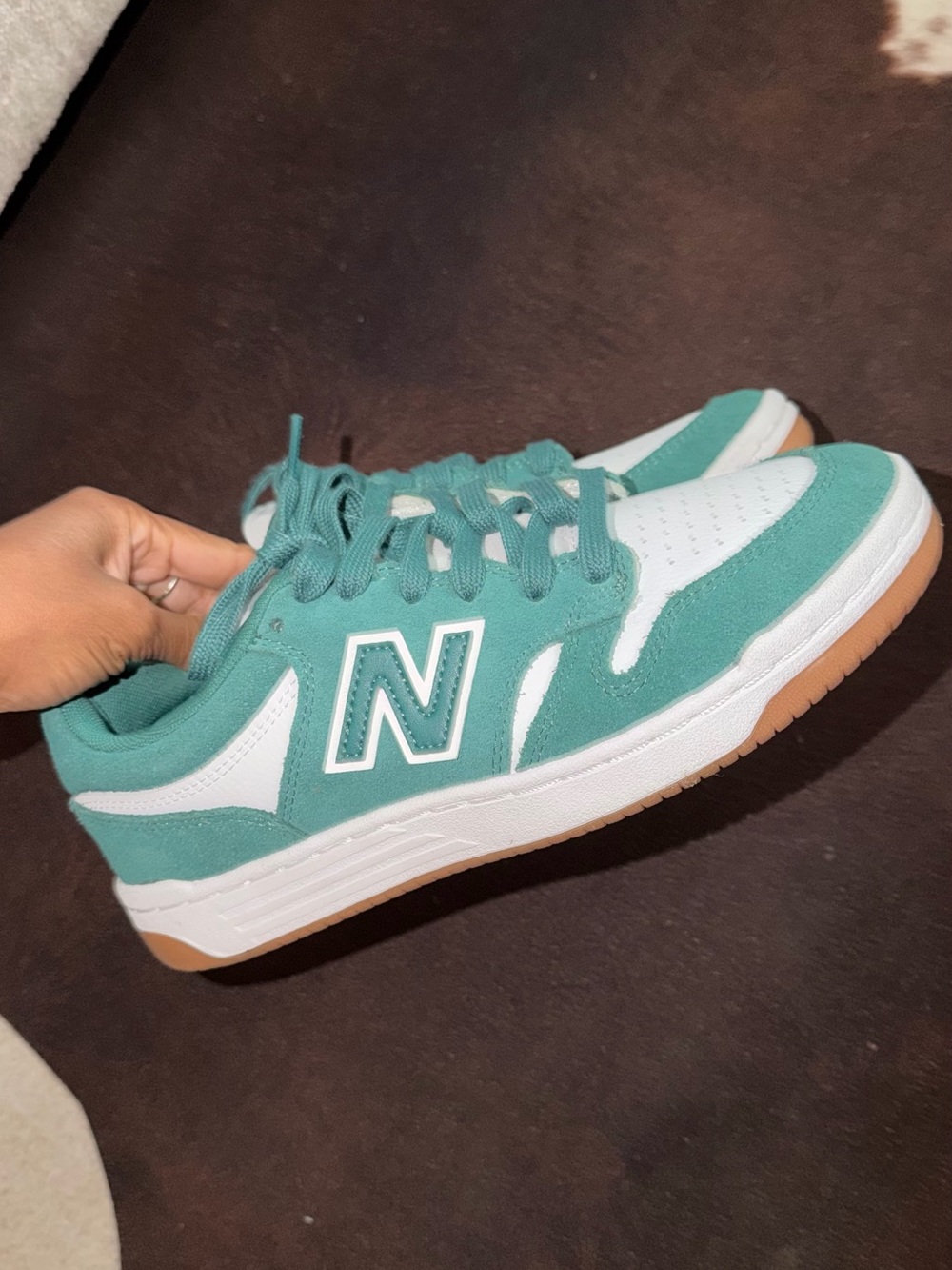 New Balance Kids Teal and White Low-Top Sneakers